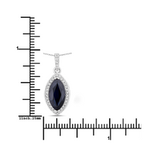 Load image into Gallery viewer, Genuine 10K Blue Sapphire and Diamond Marquise Pendant