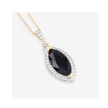 Load image into Gallery viewer, Genuine 10K Blue Sapphire and Diamond Marquise Pendant