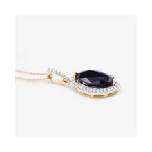Load image into Gallery viewer, Genuine 10K Blue Sapphire and Diamond Marquise Pendant