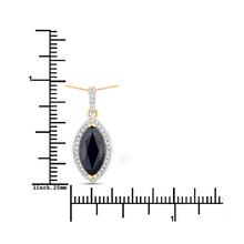 Load image into Gallery viewer, Genuine 10K Blue Sapphire and Diamond Marquise Pendant