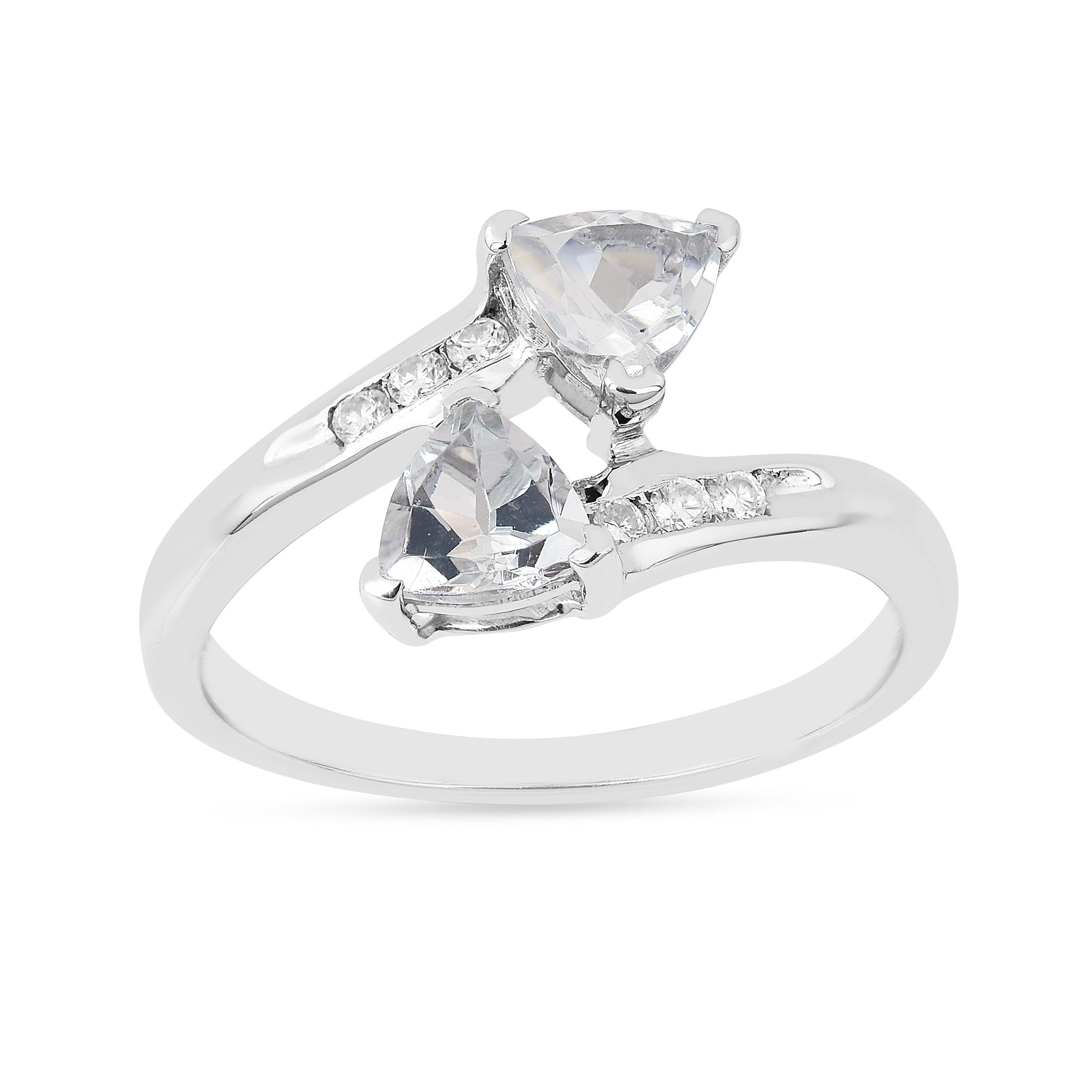 Aquamarine Dual Stone Trillon Ring, aquamarine ring design, trillion stone shape ring
