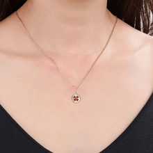 Load image into Gallery viewer, Mother of Pearl Ruby Clover Pendant Necklace