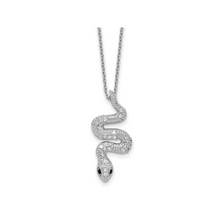 Load image into Gallery viewer, Black and White CZ Snake Necklace
