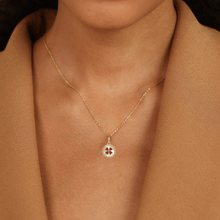 Load image into Gallery viewer, Mother of Pearl Ruby Clover Pendant Necklace