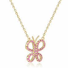 Load image into Gallery viewer, Ruby Butterfly Necklaceruby necklace butterfly necklace red pendant butterfly pendant ruby pendant natural ruby red ruby necklace ruby butterfly teen gift yellow gold plated gold necklace mothers day gift leo birthday gift - FineColorJewels
