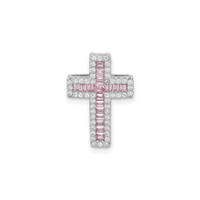 Load image into Gallery viewer, Pink and White CZ Cross Chain Slide Pendant