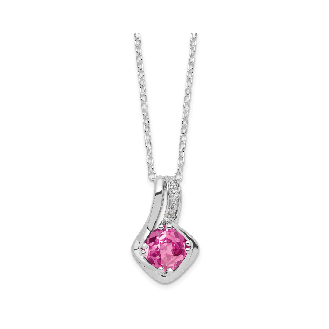 Pink Sapphire and Diamond Pendant Necklace
