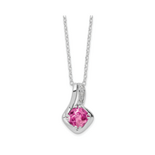 Load image into Gallery viewer, Pink Sapphire and Diamond Pendant Necklace