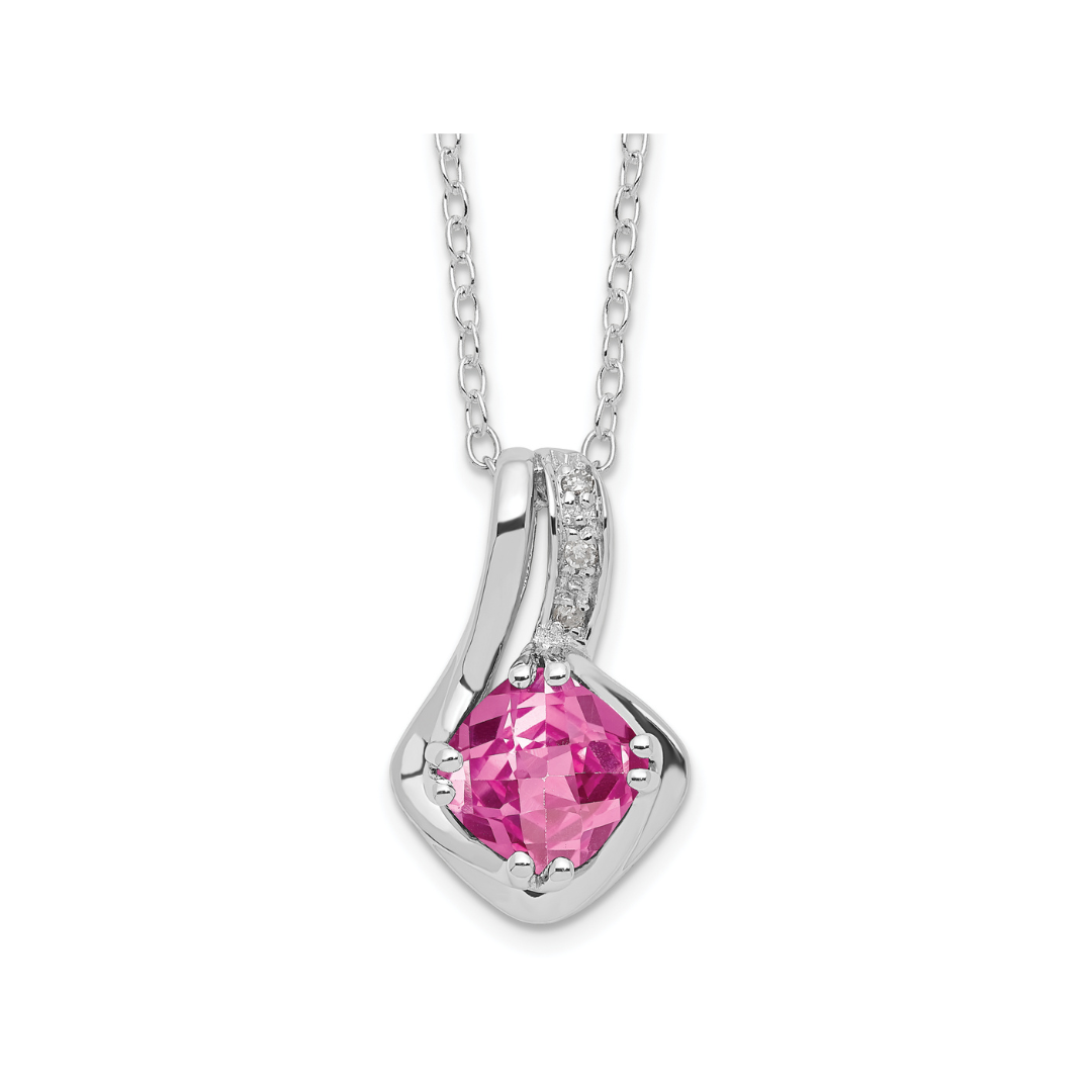 Pink Sapphire and Diamond Pendant Necklace