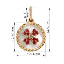 Load image into Gallery viewer, Mother of Pearl Ruby Clover Pendant Necklace