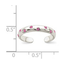 Load image into Gallery viewer, Pink Cubic Zirconia Toe Ring