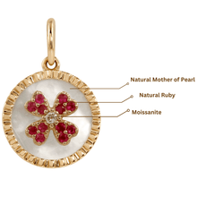Load image into Gallery viewer, Mother of Pearl Ruby Clover Pendant Necklace
