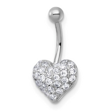 Load image into Gallery viewer, 10k White Gold Heart Navel Ring