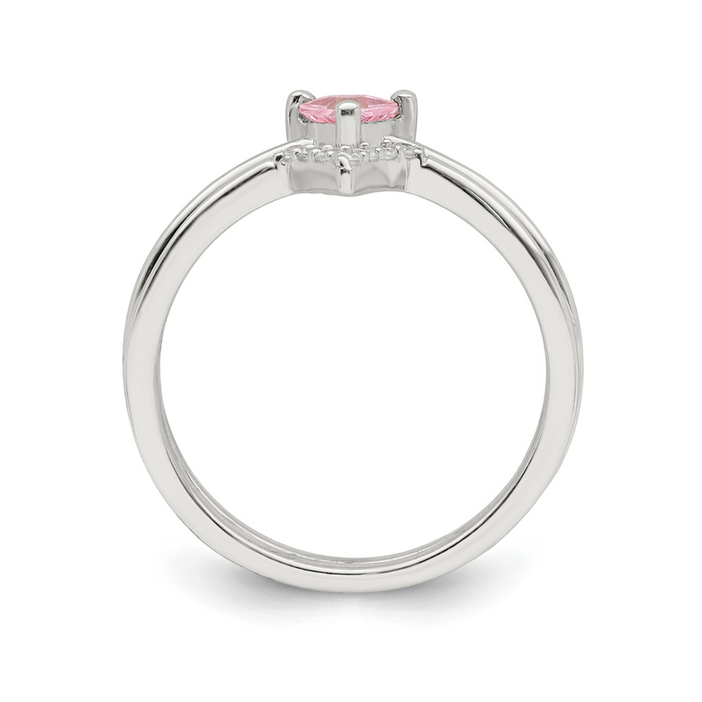 Pink Trillion CZ and White CZ Ring