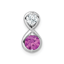 Load image into Gallery viewer, Dainty Ruby and CZ Infinity Chain Slide Infinity Pendant