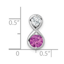 Load image into Gallery viewer, Dainty Ruby and CZ Infinity Chain Slide Infinity Pendant