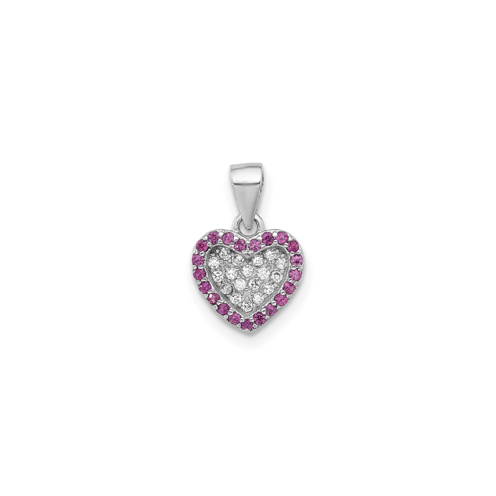 Pink CZ Heart Charm Pendant