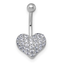 Load image into Gallery viewer, 10k White Gold Heart Navel Ring