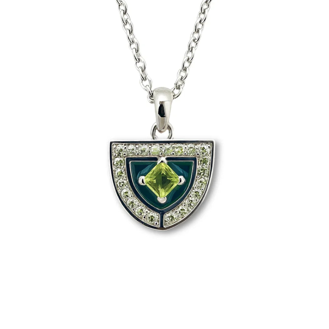 Natural Peridot Silver Amulet Necklace
