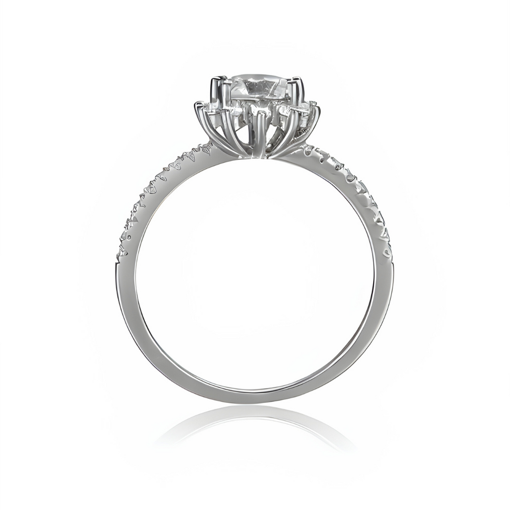White Topaz Flower Ring
