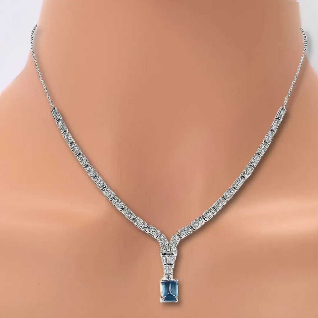 Natural London Blue Topaz Birthstone Necklace