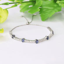 Load image into Gallery viewer, Genuine Blue Sapphire Gemstone Bracelet September Birthstone Bracelet Gifts for Her Bridesmaid Gift Bolo Tennis Sapphire Bracelet