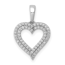 Load image into Gallery viewer, 14K White Gold Diamond Two Row Heart Pendant Lab Grown, anniversary gift ideas