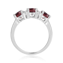 Load image into Gallery viewer, Garnet Three Stone Ring - FineColorJewels