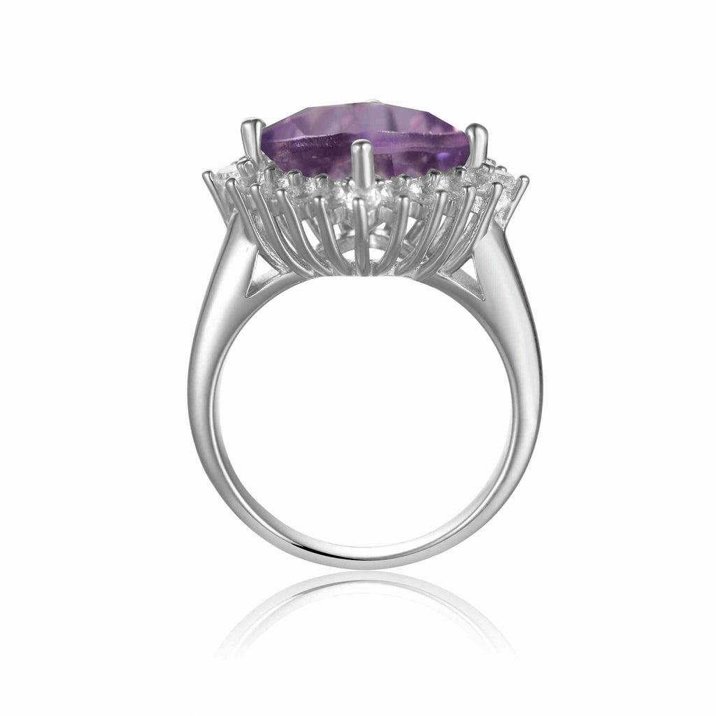 heckerboard Cushion Cut Amethyst Ring - FineColorJewels
