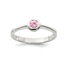 Load image into Gallery viewer, Pink Round Bezel Cubic Zirconia Ring