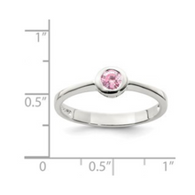 Load image into Gallery viewer, Pink Round Bezel Cubic Zirconia Ring