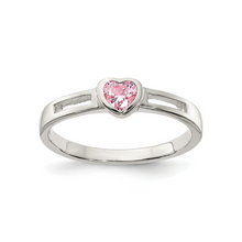 Load image into Gallery viewer, Pink Cubic Zirconia Heart Ring