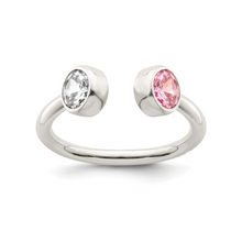 Load image into Gallery viewer, Pink and White CZ Silver Adjustable Ring