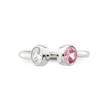 Load image into Gallery viewer, Pink and White CZ Silver Adjustable Ring