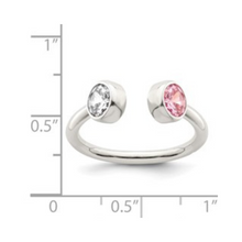 Load image into Gallery viewer, Pink and White CZ Silver Adjustable Ring