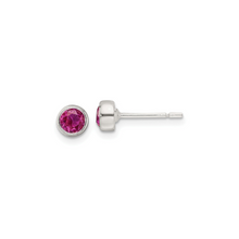 Load image into Gallery viewer, Pink CZ Round Bezel Stud Earrings
