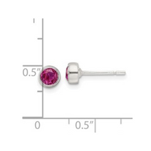 Load image into Gallery viewer, Pink CZ Round Bezel Stud Earrings