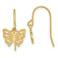 Load image into Gallery viewer, 10k Gold Butterfly Dangle Earrings