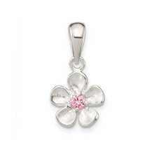 Load image into Gallery viewer, Pink Cubic Zirconia Flower Pendant