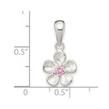 Load image into Gallery viewer, Pink Cubic Zirconia Flower Pendant