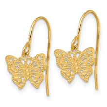 Load image into Gallery viewer, 10k Gold Butterfly Dangle Earrings