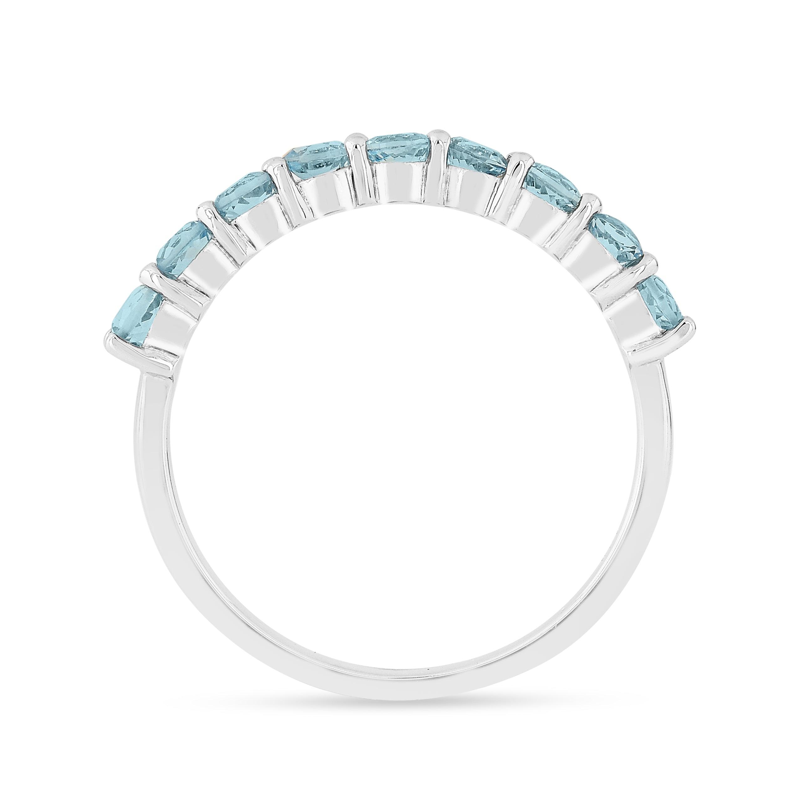 Blue Topaz Half Eternity Ring Fine Color Jewels 5, 6, 7, 8, 925 Sterling Silver, Blue, Blue Topaz, dla-dm-discount-all-143240, dla-dm-discount-all-154898, Eternity, Round, sale, White Topaz
