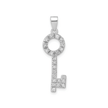 Load image into Gallery viewer, Cubic Zirconia Silver Key Pendant