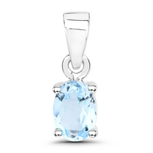 Load image into Gallery viewer, Genuine Blue Topaz Solitaire Pendant