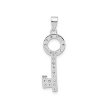 Load image into Gallery viewer, Cubic Zirconia Silver Key Pendant