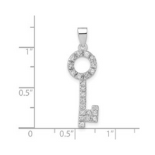 Load image into Gallery viewer, Cubic Zirconia Silver Key Pendant