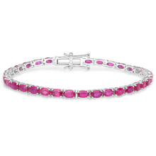 Load image into Gallery viewer, Genuine Pink Ruby 10K Gold Tennis Bracelet