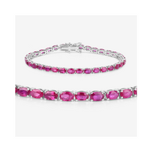 Load image into Gallery viewer, Genuine Pink Ruby 10K Gold Tennis Bracelet