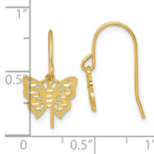 Load image into Gallery viewer, 10k Gold Butterfly Dangle Earrings