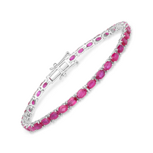 Load image into Gallery viewer, Genuine Pink Ruby 10K Gold Tennis Bracelet